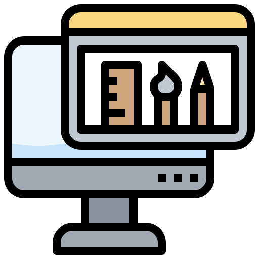 écran avec des outils de création graphique