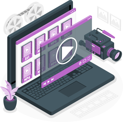 ordinateur avec des vidéos